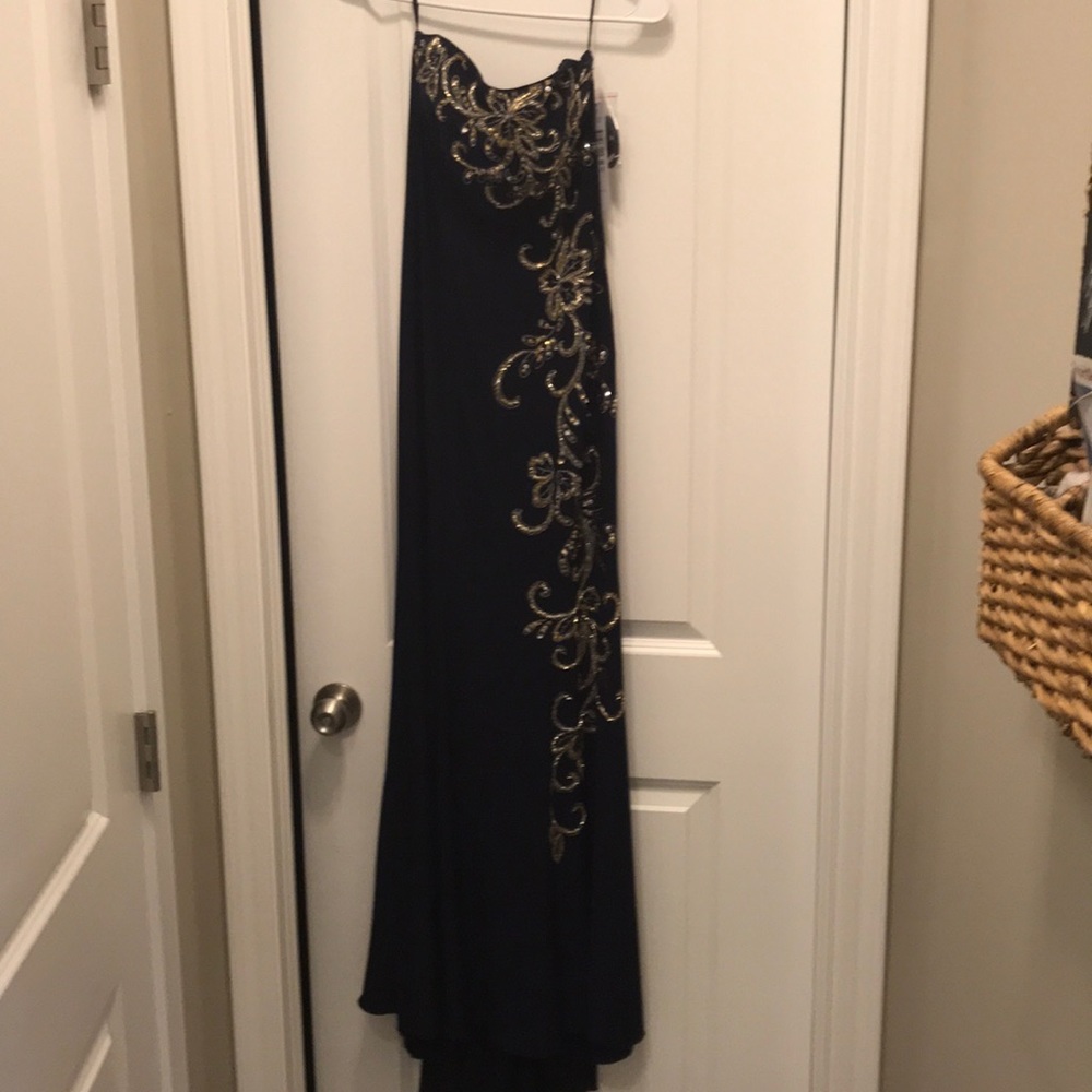 Navy blue and gold beautiful NWT Dress